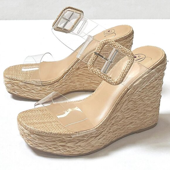 New Clear Straps Platform Wedge Heel Espadrilles Sandals - Picture 5 of 7